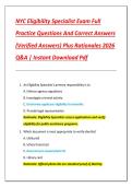 NYC Eligibility Specialist Exam Full  Practice Questions And Correct Answers  &lpar;Verified Answers&rpar; Plus Rationales 2026  Q&A &vert; Instant Download Pdf 