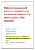 NYC Emergency Medical Specialist  Trainee Exam Practice Questions And  Correct Answers &lpar;Verified Answers&rpar; Plus  Rationales 2026 Q&A &vert; Instant  Download Pdf