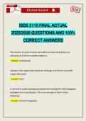 ISDS 3115 FINAL ACTUAL 2026 QUESTIONS AND 100&percnt; CORRECT ANSWERS