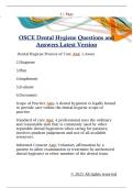 OSCE Dental Hygiene Questions and  Answers Latest Version
