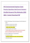 NYC Environmental Engineer Exam  Practice Questions And Correct Answers  &lpar;Verified Answers&rpar; Plus Rationales 2026  Q&A &vert; Instant Download Pdf 