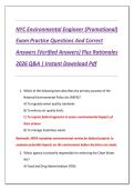 NYC Environmental Engineer &lpar;Promotional&rpar;  Exam Practice Questions And Correct  Answers &lpar;Verified Answers&rpar; Plus Rationales  2026 Q&A &vert; Instant Download Pdf