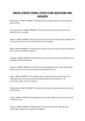 MEDIA LITERACY EXAM 1 STUDY GUIDE QUESTIONS AND ANSWERS