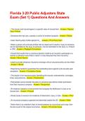 Florida 3-20 Public Adjusters State Exam &lpar;Set 1&rpar; Questions And Answers