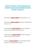 MATH 100 Quiz 1 Terms Newest 2026  Questions and Correct Detailed Answers  Already Graded A&plus; 