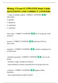 Biology I Exam &num;1 UPDATED Study Guide  QUESTIONS AND CORRECT ANSWERS 