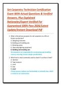 Set Carpentry Technician Certification Exam With Actual Questions & Verified Answers&comma; Plus Explained Rationales&sol;Expert Verified For Guaranteed 100&percnt; Pass 2026&sol;Latest Update&sol;Instant Download Pdf