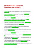 HAZWOPER 40 - Final Exam Questions And Answers