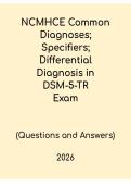 NCMHCE DSM-5-TR Guide&colon; Common Diagnoses&comma; Specifiers & Differential Diagnosis PDF