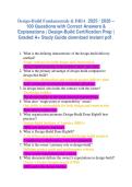Design-Build Fundamentals & DBIA  2025 &sol; 2026 &ndash; 100 Questions with Correct Answers & Explanations &vert; Design-Build Certification Prep &vert; Graded A&plus; Study Guide download instant pdf 