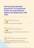 Gold Coast School Real Estate Questions Ch&period;1-19 &vert; Comprehensive Practice Test &vert; Study Guide Exam Questions with Verified Answers&comma; 2026 &vert; 2027&period;