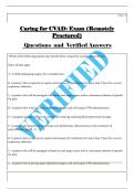 Caring for CVAD&colon; Exam &lpar;Remotely  Proctored&rpar;   Questions  and  Verified Answers 
