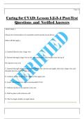 Caring for CVAD&colon; Lesson 1-2-3-4 Post-Test  Questions  and  Verified Answers 