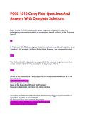 POSC 1010 Carey Final Questions And Answers With Complete Solutions   