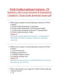 North Carolina Landscape Contractor  100 Questions with Correct Answers & Explanations &vert; Graded A&plus; Study Guide download instant pdf