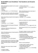 StudentRDH Local Anesthesia Test Questions and Answers Graded A