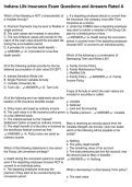 Indiana Life Insurance Exam Questions and Answers Rated A