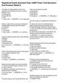 Registered Dental Assistant Exam &lpar;AMT&rpar; Exam Test Questions And Answers Rated A