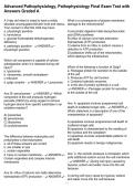 Advanced Pathophysiology&comma; Pathophysiology Final Exam Test with Answers Graded A