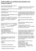 California RDH Law and Ethics Exam Questions and Answers Graded A