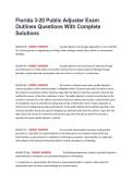 Florida 3-20 Public Adjuster Exam Outlines Questions With Complete Solutions