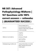 NR 507 Advanced Pathophysiology Midterm 167 Questions with 100- correct answers &plus; rationales