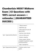 Chamberlain NR507 Midterm Exam 63 Questions with 100- correct answers &plus; rationales