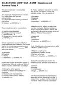 NCLEX PATHO QUESTIONS - EXAM 1 Questions and Answers Rated A