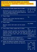 PORTAGE NUTRITION BIOD 121 EXAM 1 QUESTIONS & VERIFIED CORRECT ANSWERS ALL PASSED
