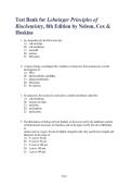 Test Bank for Lehninger Principles of Biochemistry&comma; 8th Edition by Nelson&comma; Cox & Hoskins