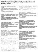 HOSA Pathophysiology Digestive System Questions and Answers Rated A