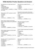 HOSA Nutrition Practice Questions and Answers
