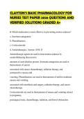 CLAYTON&rsquo;S BASIC PHARMACOLOGY FOR NURSES TEST PAPER 2026 QUESTIONS AND VERIFIED SOLUTIONS GRADED A&plus;