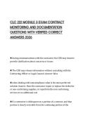 CLC 222 MODULE 5 EXAM CONTRACT MONITORING AND DOCUMENTATION QUESTIONS WITH VERIFIED CORRECT ANSWERS 2026