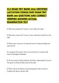 CLC EXAM TEST BANK 2026 CERTIFIED LACTATION CONSULTANT EXAM TEST BANK 300 QUESTIONS AND CORRECT VERIFIED ANSWERS ACTUAL EXAMINATION TEST