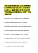 CLC EXAM TEST BANK 2026 CERTIFIED LACTATION CONSULTANT EXAM TEST BANK 300 QUESTIONS AND CORRECT VERIFIED ANSWERS EXAM SCRIPT FULL SOLUTION