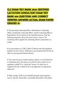 CLC EXAM TEST BANK 2026 CERTIFIED LACTATION CONSULTANT EXAM TEST BANK 300 QUESTIONS AND CORRECT VERIFIED ANSWERS ACTUAL EXAM PAPER GRADED A&plus;