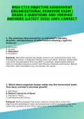 WGU C715 OBJECTIVE ASSESSMENT ORGANIZATIONAL BEHAVIOR EXAM &vert; GRADE A QUESTIONS AND VERIFIED ANSWERS &lpar;LATEST 2026&rpar; 100&percnt; CORRECT