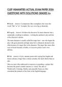 CLEP HUMANITIES ACTUAL EXAM PAPER 2026 QUESTIONS WITH SOLUTIONS GRADED A&plus;