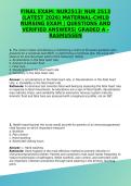 FINAL EXAM&colon; NUR2513&sol; NUR 2513 &lpar;LATEST 2026&rpar; MATERNAL-CHILD NURSING EXAM &vert; QUESTIONS AND VERIFIED ANSWERS&vert; GRADED A - RASMUSSEN