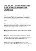 CLEP WESTERN CIVILIZATION 1 FINAL EXAM SCRIPT 2026 EXAM Q&A STUDY GUIDE UPDATED 2026