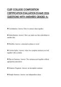CLEP COLLEGE COMPOSITION CERTIFICATION EVALUATION EXAMS 2026 QUESTIONS WITH ANSWERS GRADED A&plus;