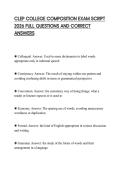 CLEP COLLEGE COMPOSITION EXAM SCRIPT 2026 FULL QUESTIONS AND CORRECT ANSWERS