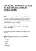 CLEP WESTERN CIVILIZATION 1 ACTUAL EXAM SET 2026 COMPLETE QUESTIONS AND CORRECT ANSWERS