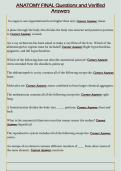ANATOMY FINAL Questions and Verified  Answers