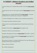 IV THERAPY - Midterm Questions and Verified  Answers