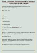 Week 7&colon; Sherpath&colon; Neurodegenerative Dementia  Questions and Verified Answers