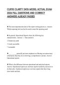 CLR110 CLARITY DATA MODEL ACTUAL EXAM 2026 FULL QUESTIONS AND CORRECT ANSWERS ALREADY PASSED