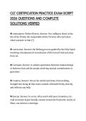CLT CERTIFICATION PRACTICE EXAM SCRIPT 2026 QUESTIONS AND COMPLETE SOLUTIONS VERIFIED