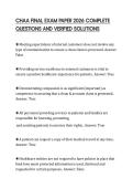CHAA FINAL EXAM PAPER 2026 COMPLETE QUESTIONS AND VERIFIED SOLUTIONS